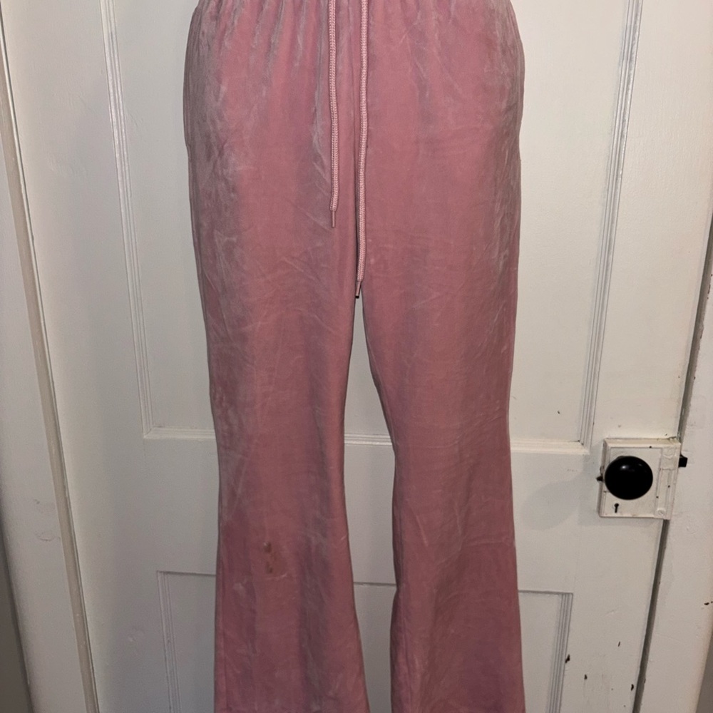 Pink Velour Lounge Pants Colzie Drawstring Sweatpants Size Small